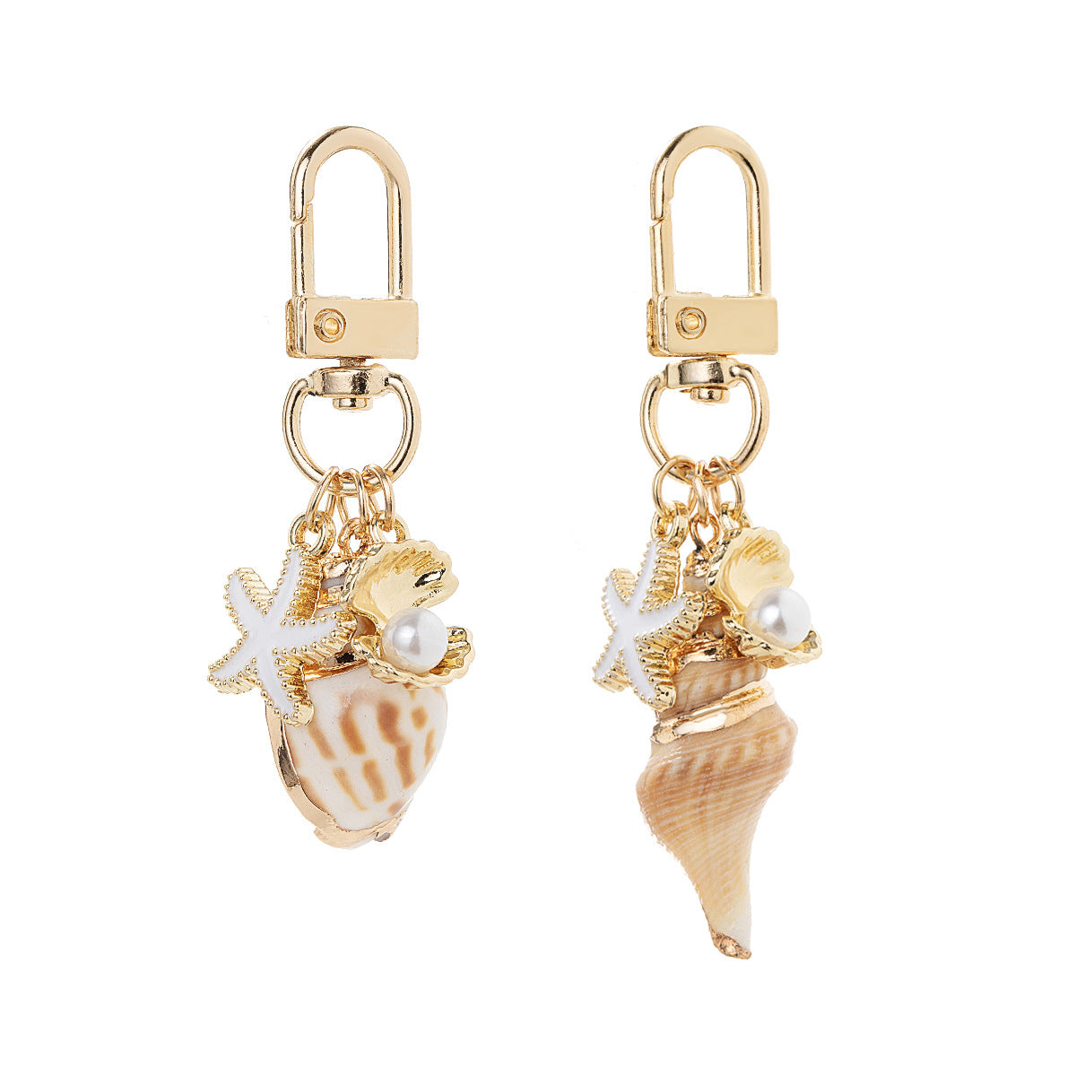 Wholesale Creative Personality Seaside Alloy Natural Shell  Pearl Keychain