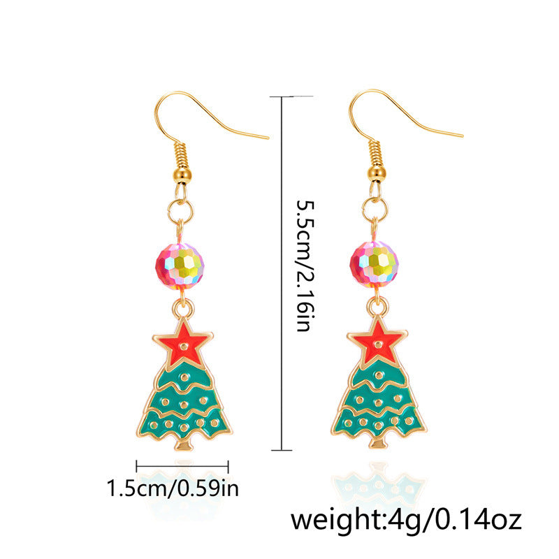 Wholesale Christmas ornaments diamond-encrusted Christmas tree snowflake wreath earrings