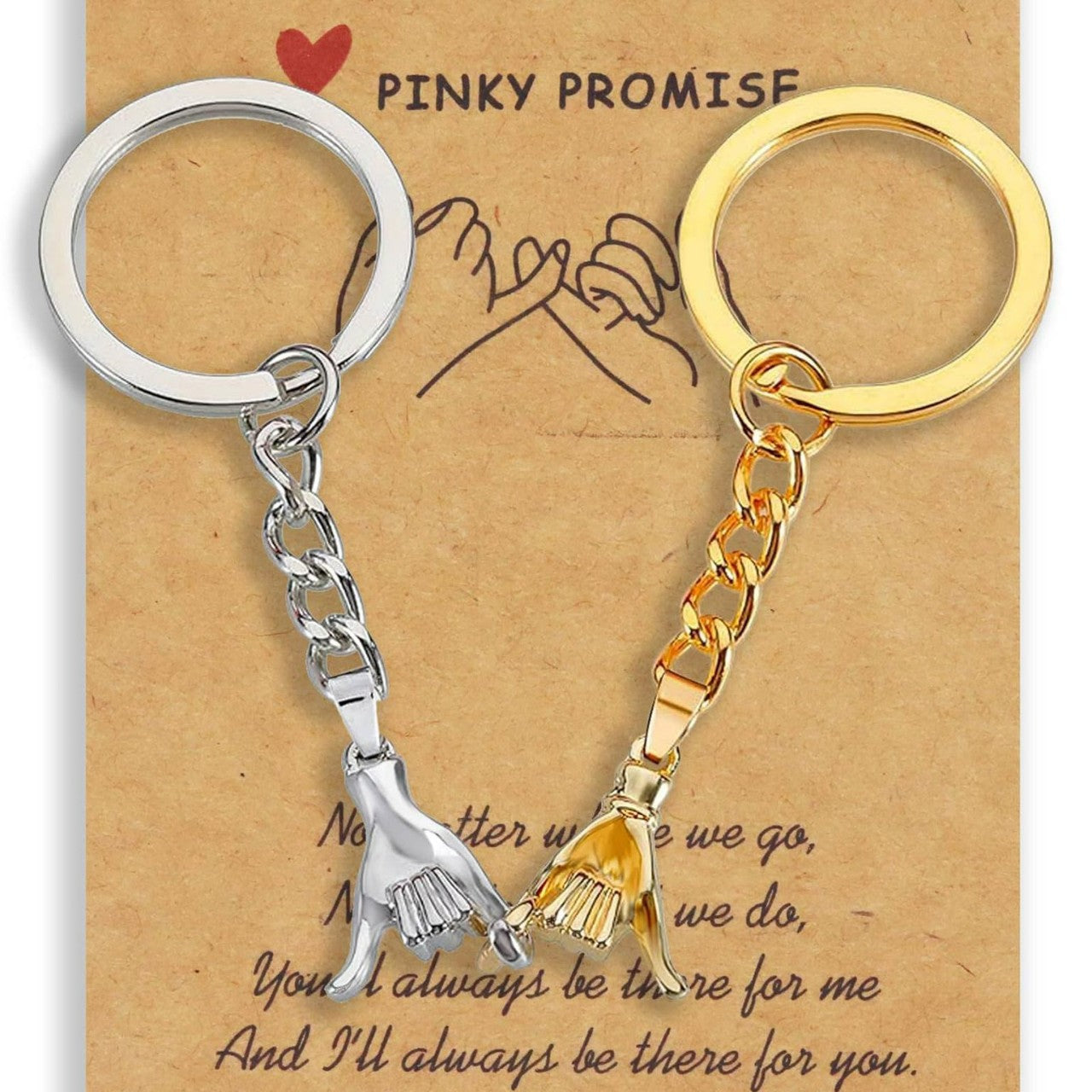 Wholesale Couple Hand-in-Hand Pendant Keychain Metal Gold Chain Valentine Gift Boutique