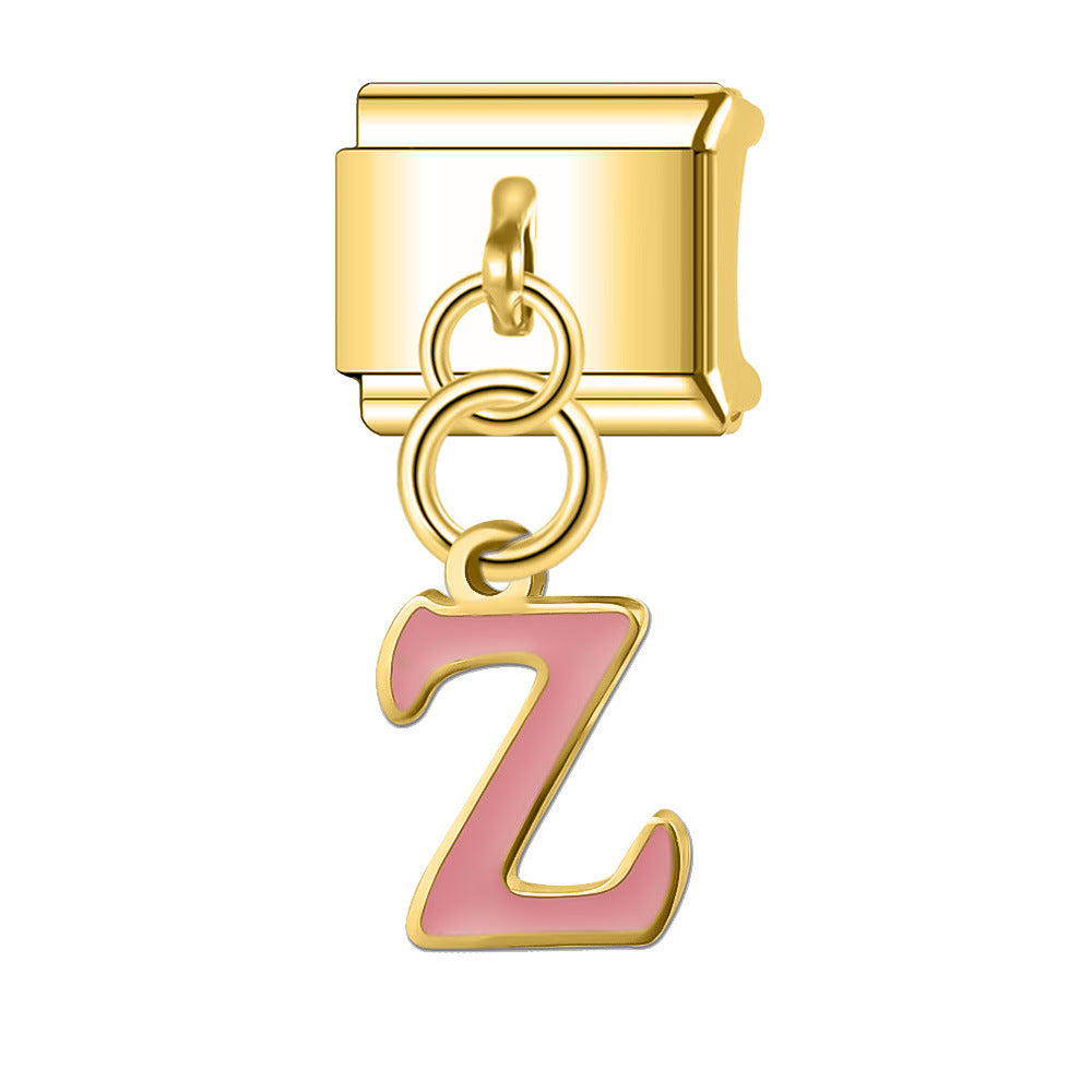 Wholesale Italian Charm Bracelet 9mm DIY Splicing Gold Letter Pendant Stainless Steel Composable Bracelet