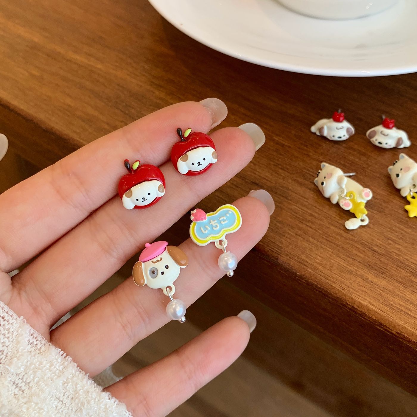 Wholesale Autumn Dopamine West Highland Puppy Earrings Silver Needle Cute Fun Cartoon Earrings