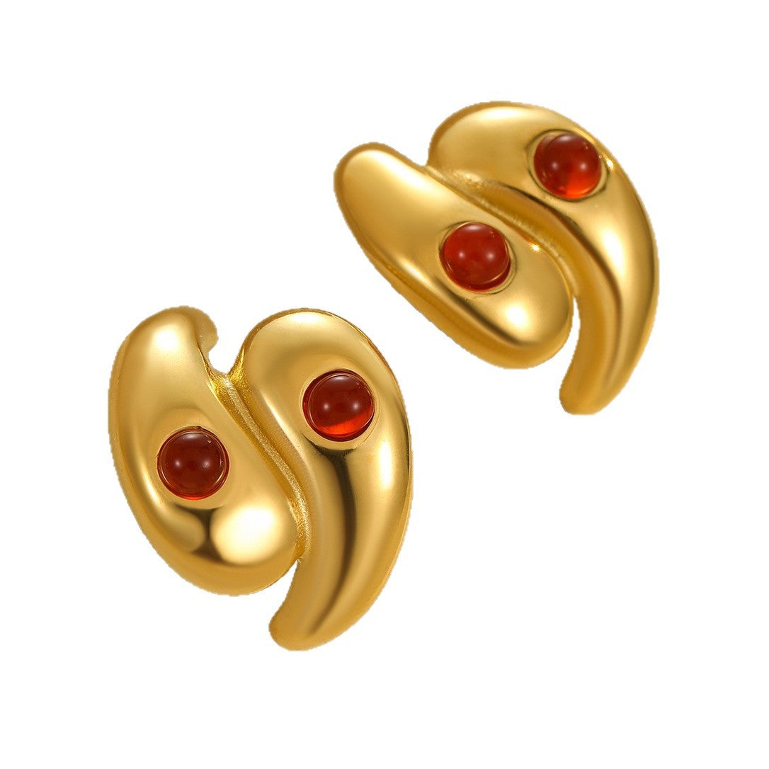 Wholesale Stainless Steel Tassel Heart Design Earrings