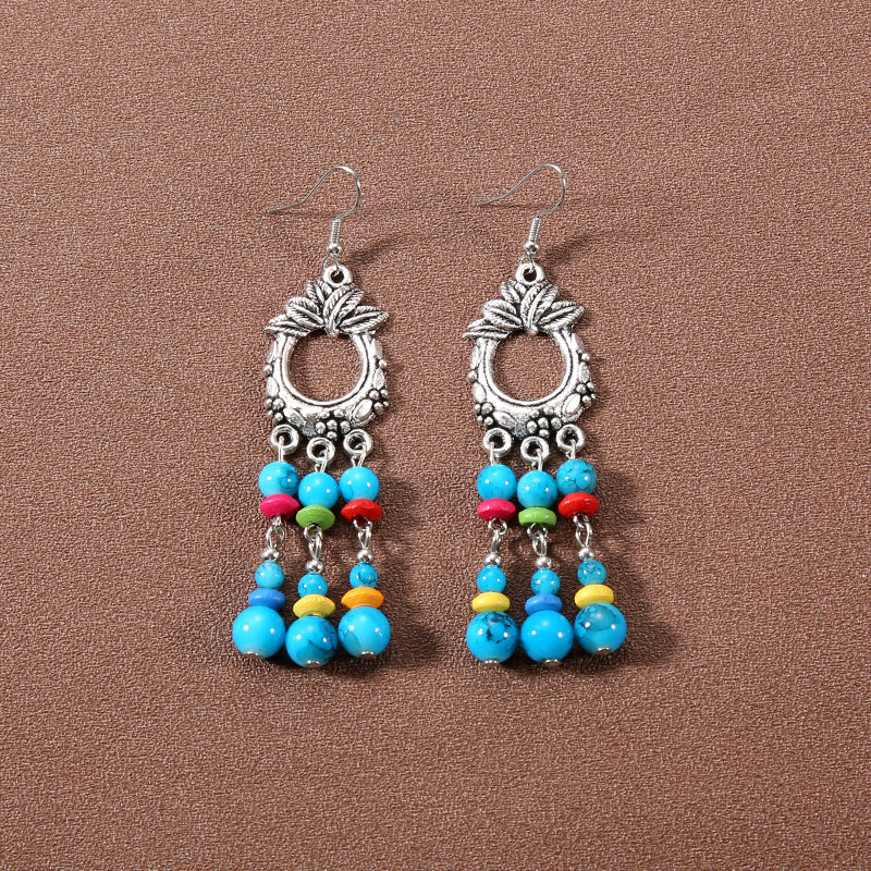 Wholesale Bohemian Tassel Turquoise Earrings Retro Ethnic Style ACC-ES-Gumi002