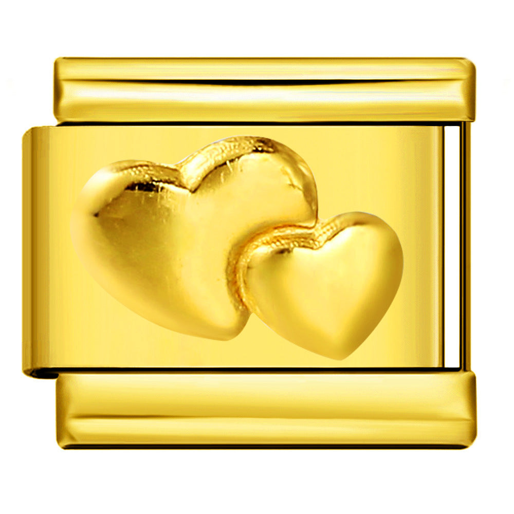 Modulo italiano all'ingrosso Bracciale fai da te con motivo serie stampaggio oro pieno in acciaio al titanio