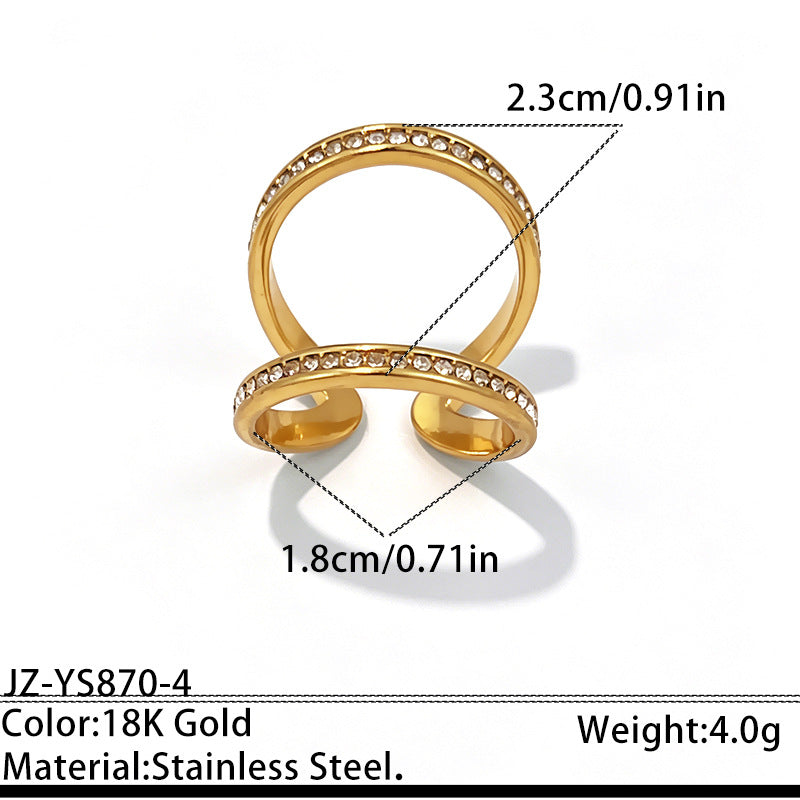 Wholesale Stainless Steel Gold Plated Open Geometric Oval Design Ring Fashion Accessory for Everyday Wear