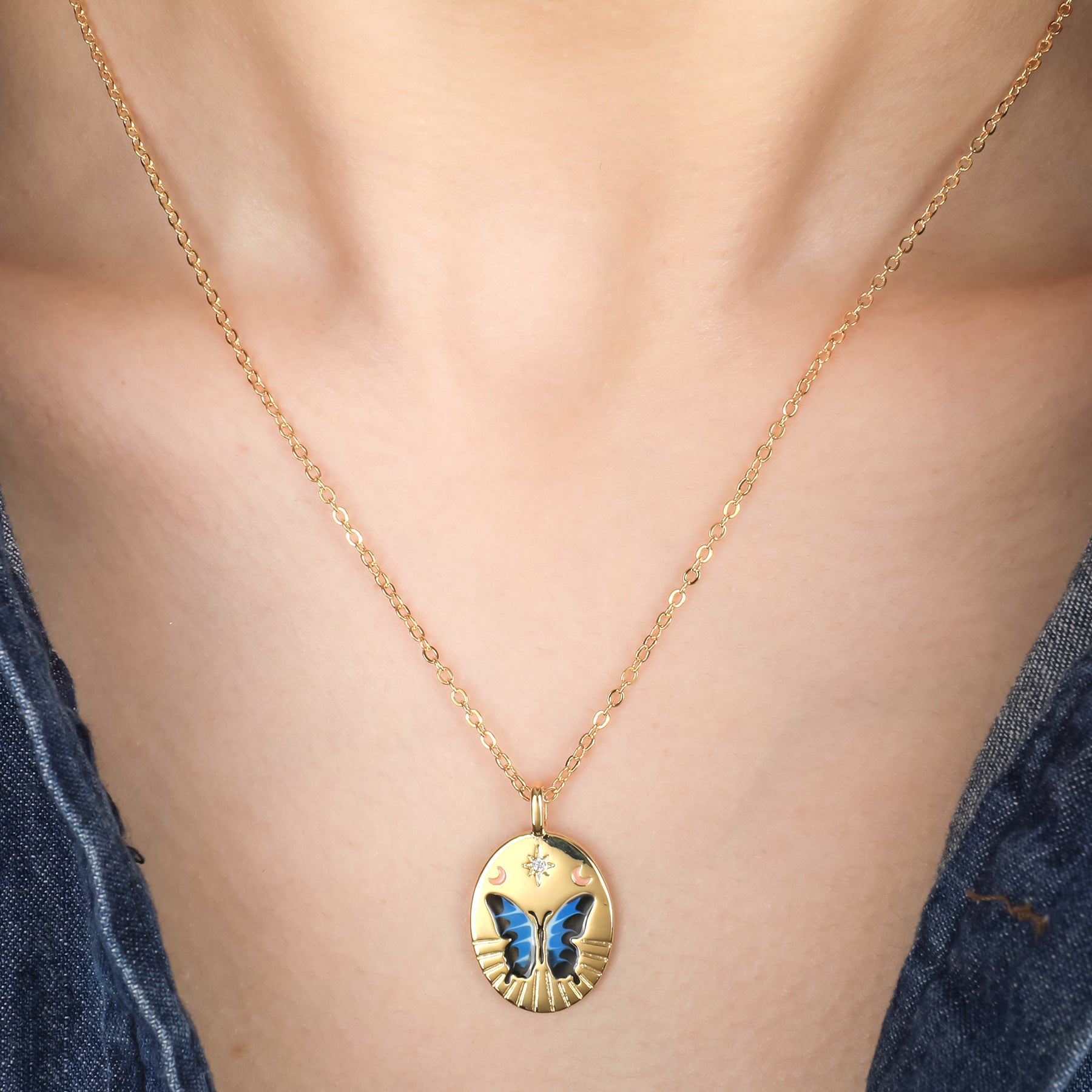 Wholesale  Retro Butterfly Necklace Titanium Steel Necklaces