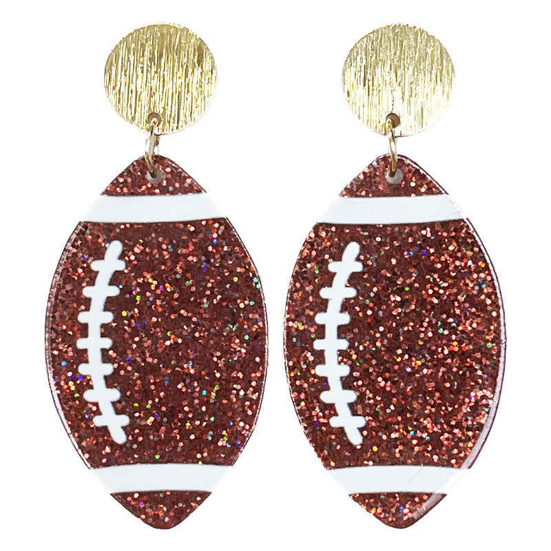 Wholesale  source football soccer color contrast fashion ladies shiny acrylic earrings