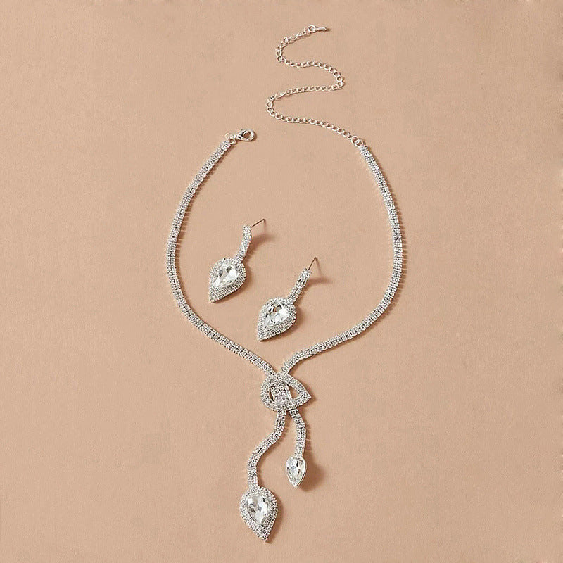 Wholesale  rhinestone crystal water drop necklace earrings set