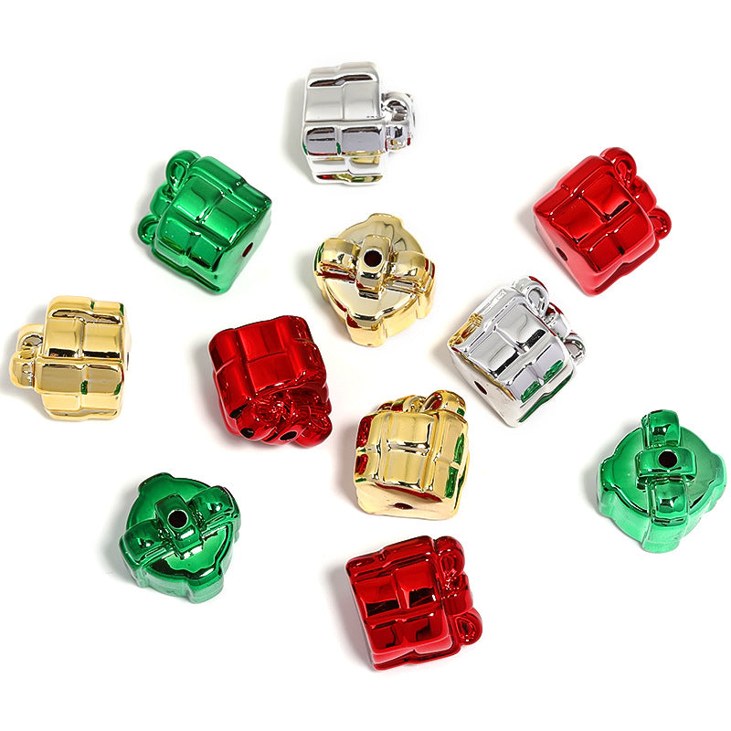 Wholesale 50pcs Christmas Metal Bow Gift Box Five-pointed Star Bell Through-hole Beads DIY Accessories ACC-BDS-BLG088