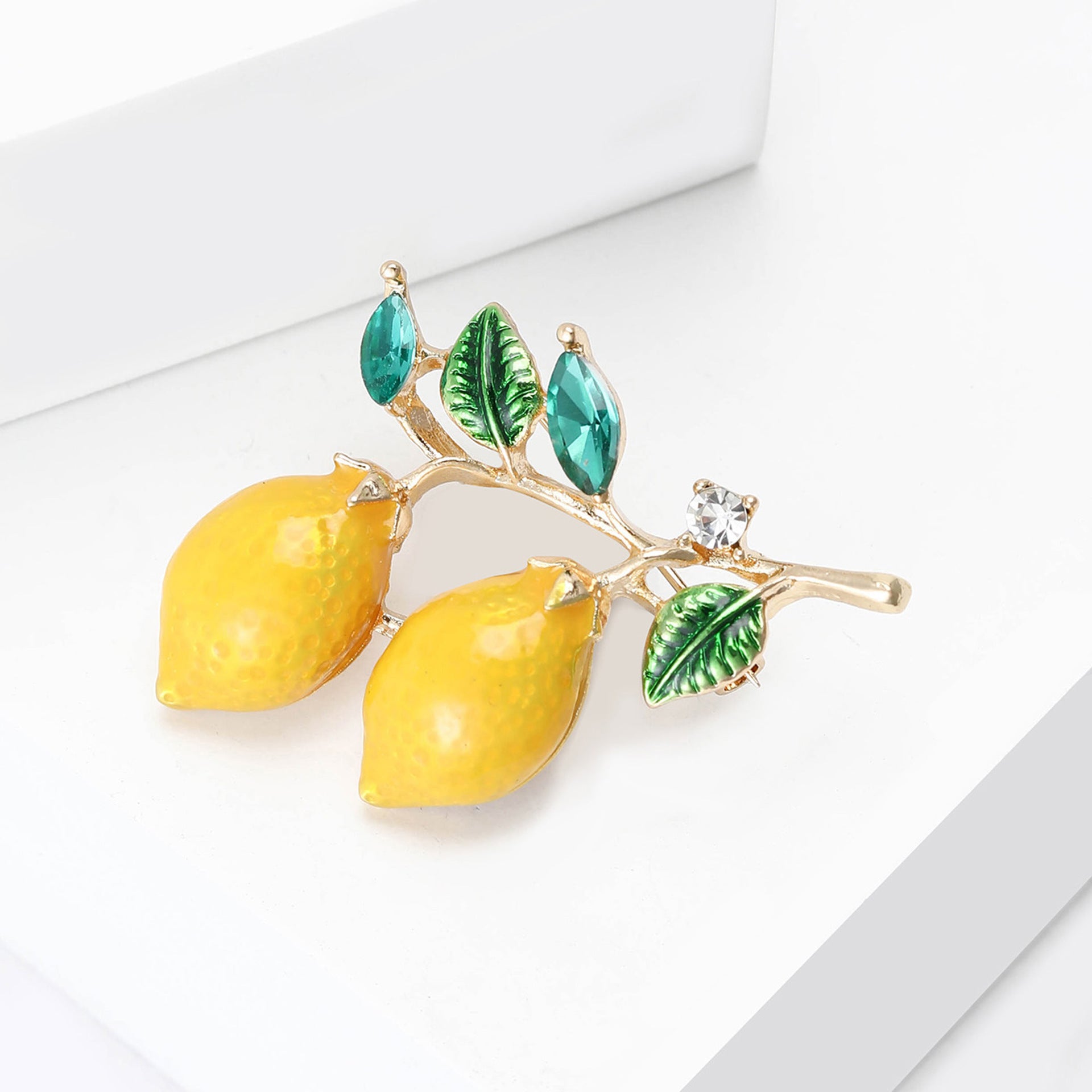 Wholesale Drip Oil Alloy Double Lemon Brooch Trendy Summer Women S Shirt Decorative Pin Everyday Jewelry Accessory