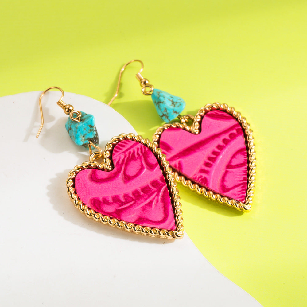 Wholesale Turquoise Western style Alloy  Heart Earrings