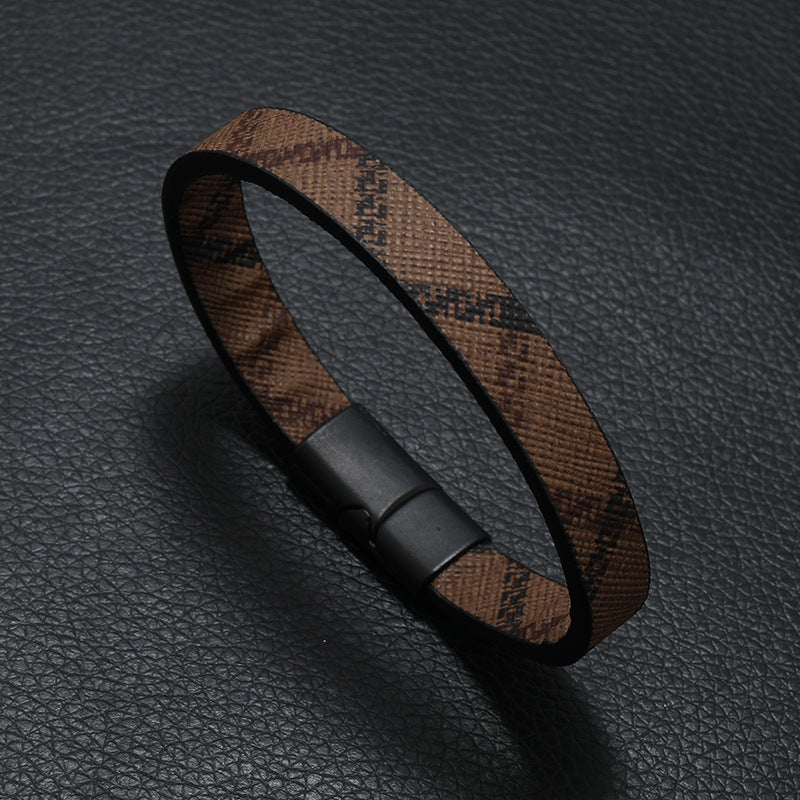 Wholesale Retro Print Striped Magnetic Clasp Bracelet