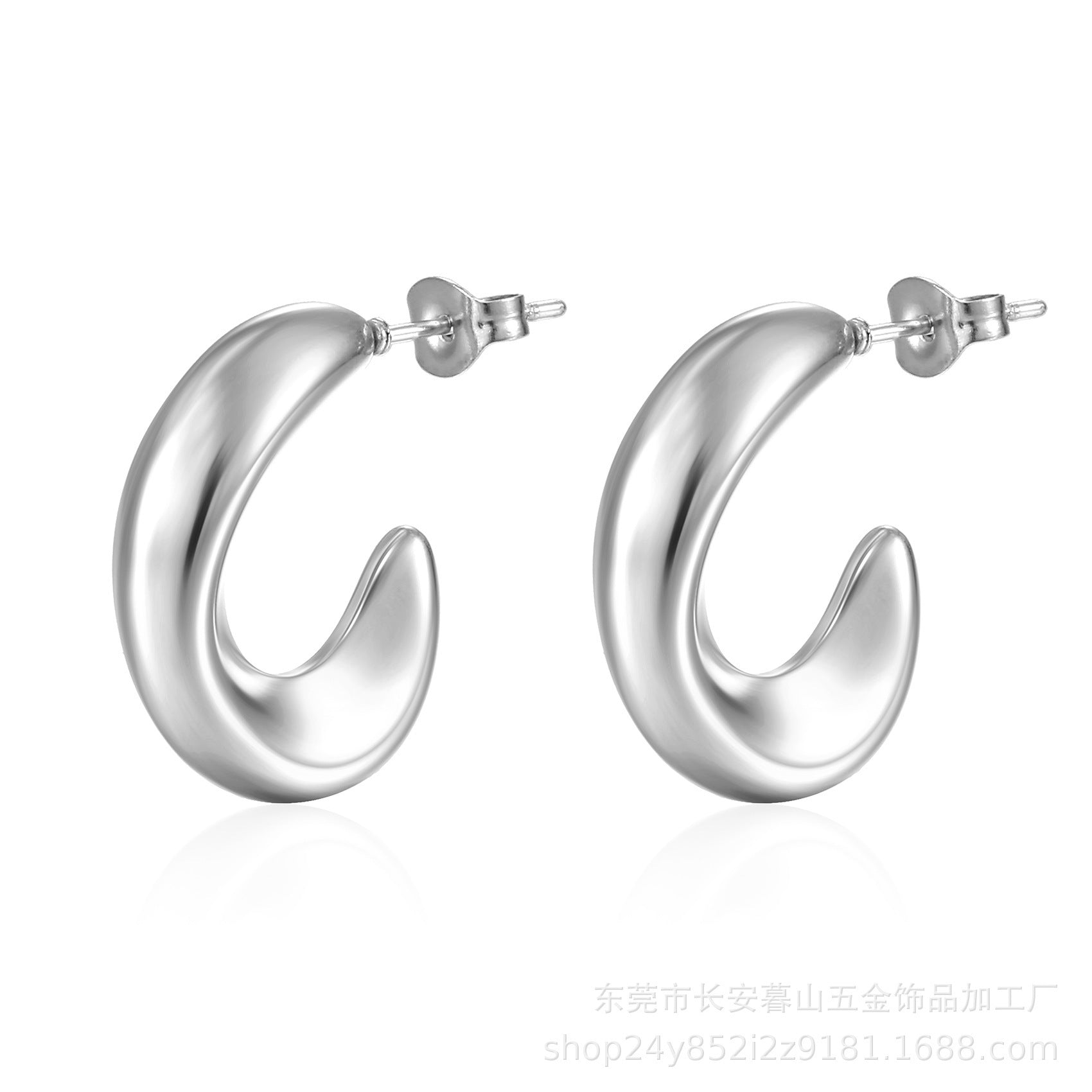 Wholesale 18K Gold Titanium Steel Horn Polished Irregular Earrings ACC-ES-HanLi001