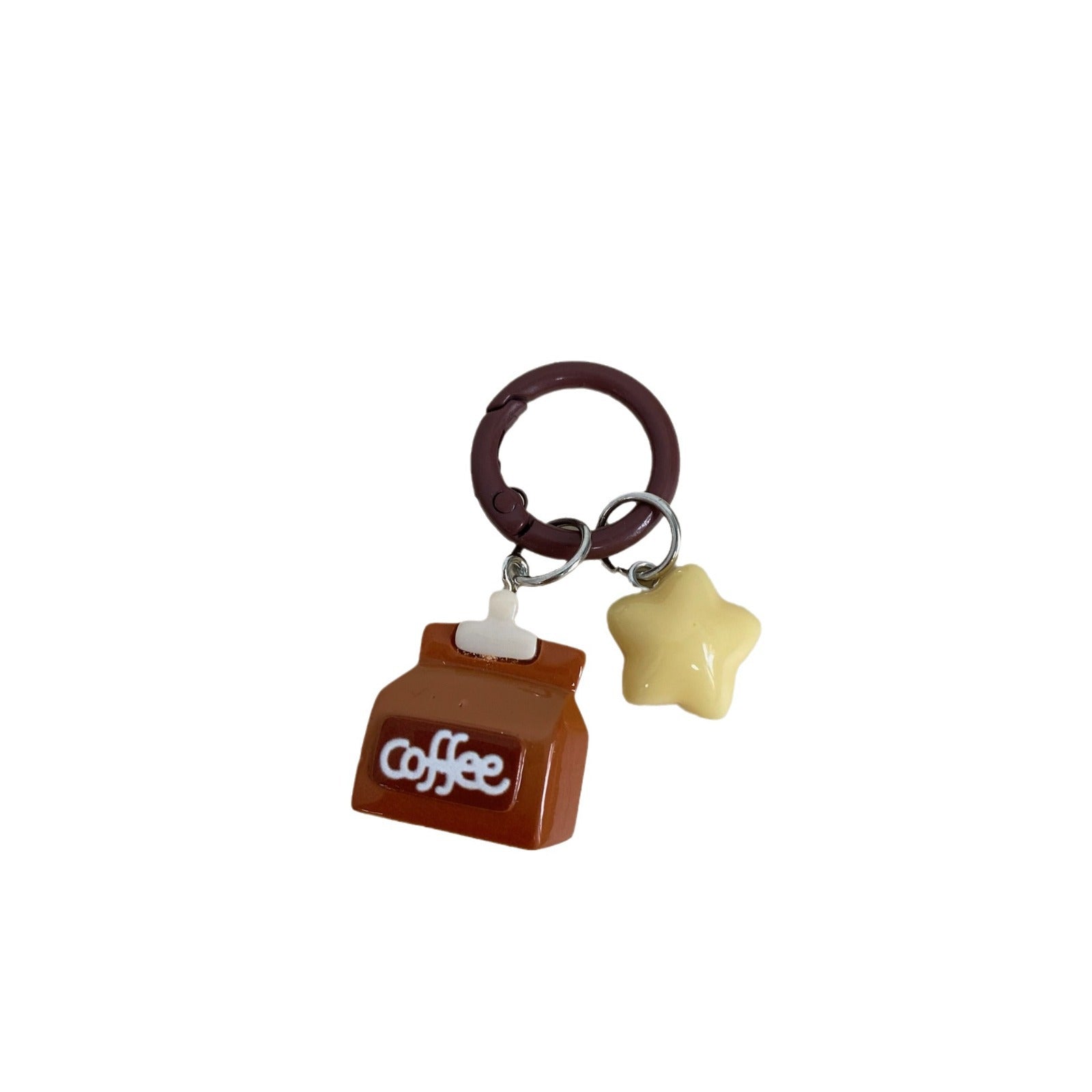 Wholesale Lovely Coffee Shop Star Keychain Resin Pendant Cute Bag Charm Boutique Accessory for Girls