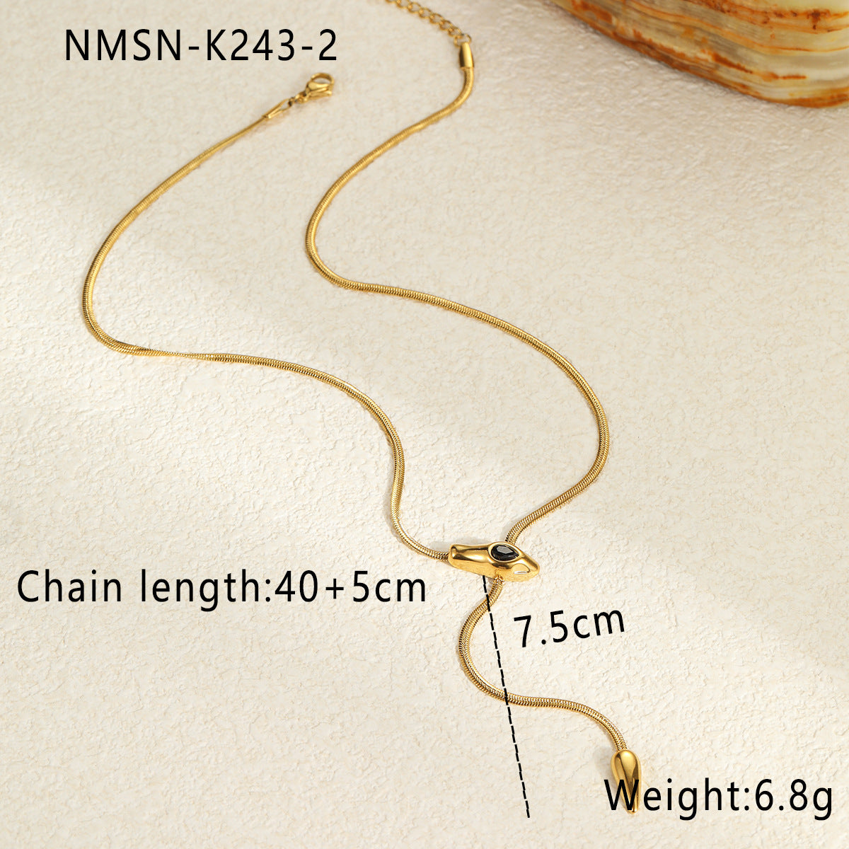 Wholesale Snake-shaped thin snake chain stainless steel necklace with zircon clavicle chain