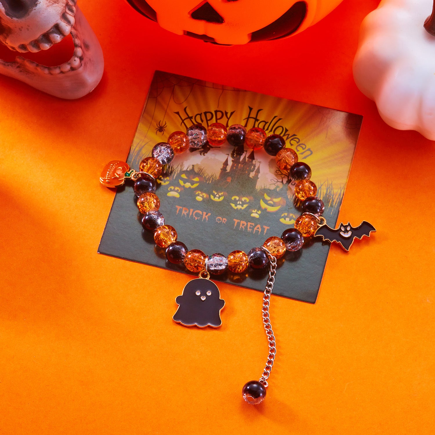 Wholesale  Halloween Pumpkin Cat Couple Bracelet