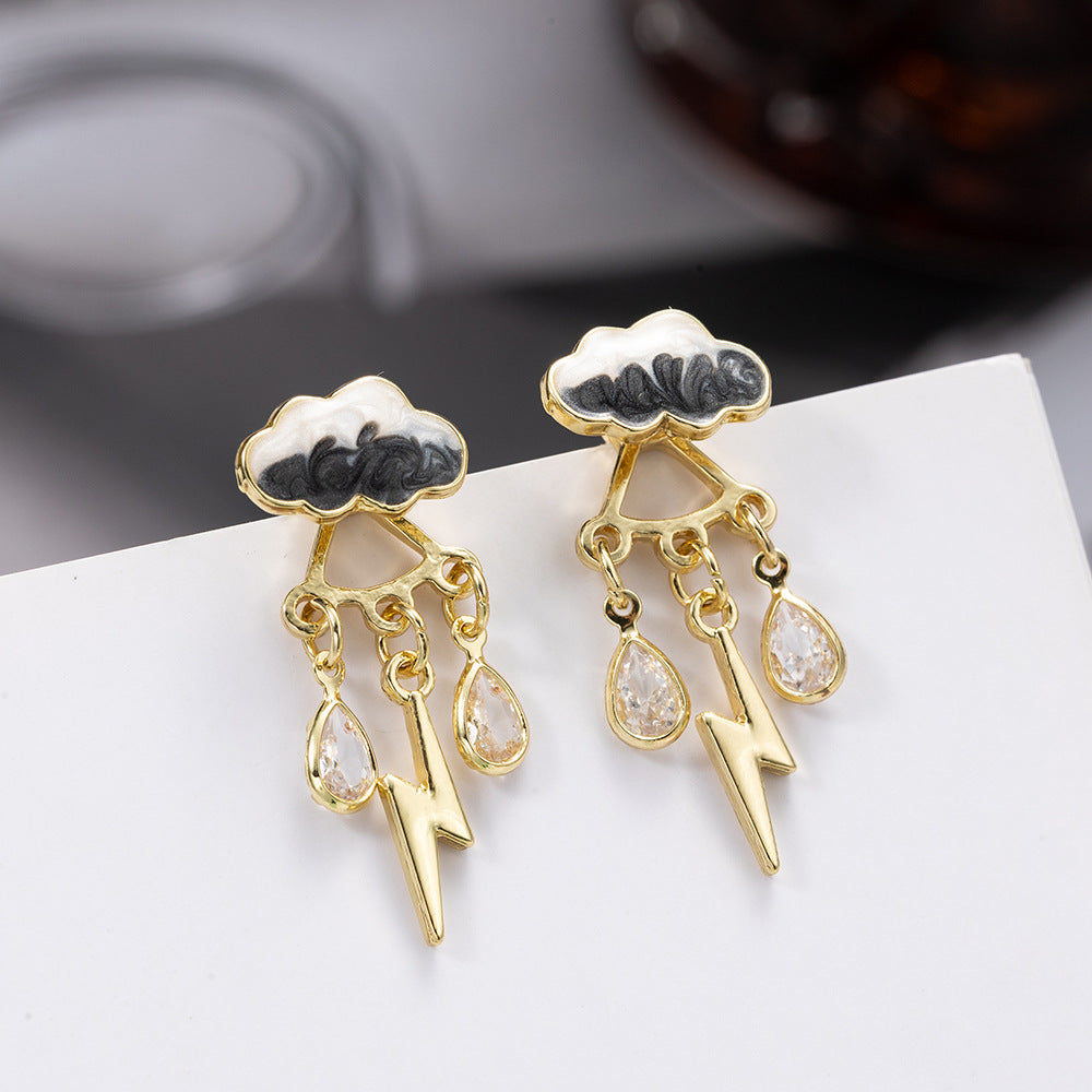 Wholesale Alloy Cloud Raindrop Earrings Dripping Oil Trendy Fashion Accessory