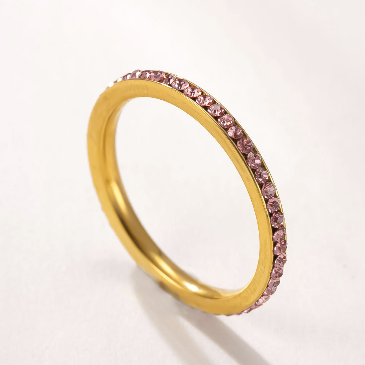 Wholesale Stainless Steel 2Mm Colored Diamond Couple Ring Chic Geometric Unisex Jewelry Accessory Gift