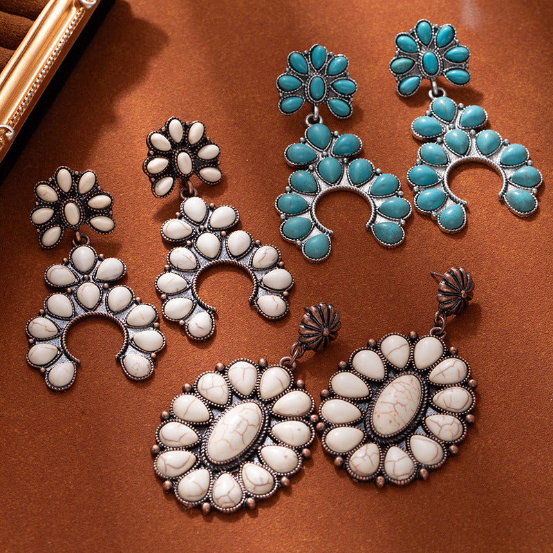 Wholesale Ethnic style earrings turquoise earrings retro bohemian style earrings