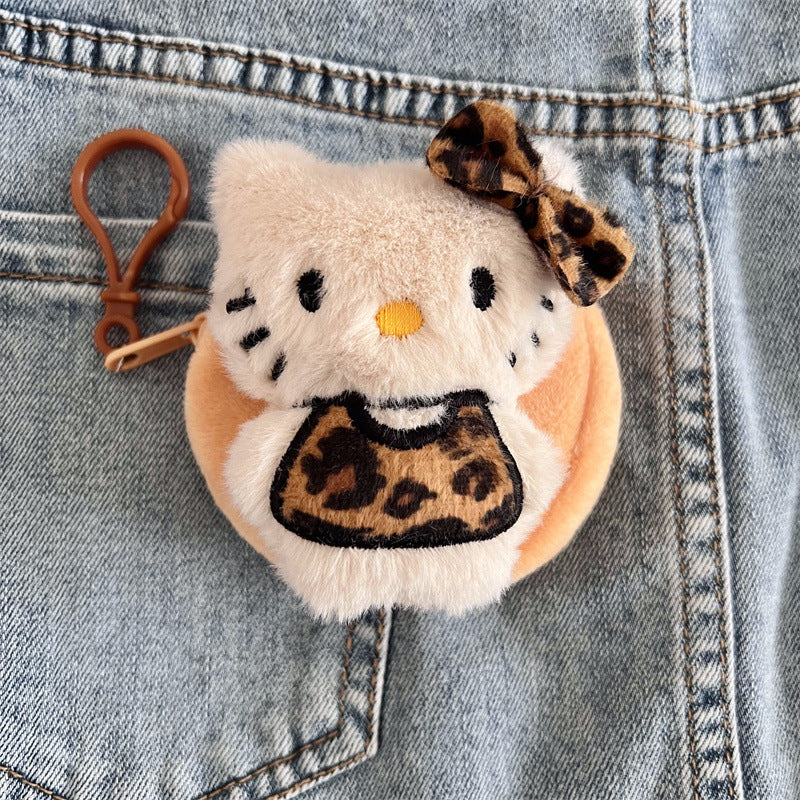 Wholesale Cute Cartoon Leopard Print Plush Coin Purse Keychains ACCVIP