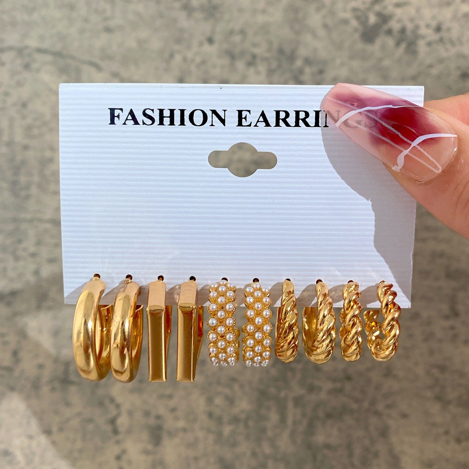 Wholesale Alloy Geometric Square Earrings Set Ins Style Fashion Jewelry Accessory