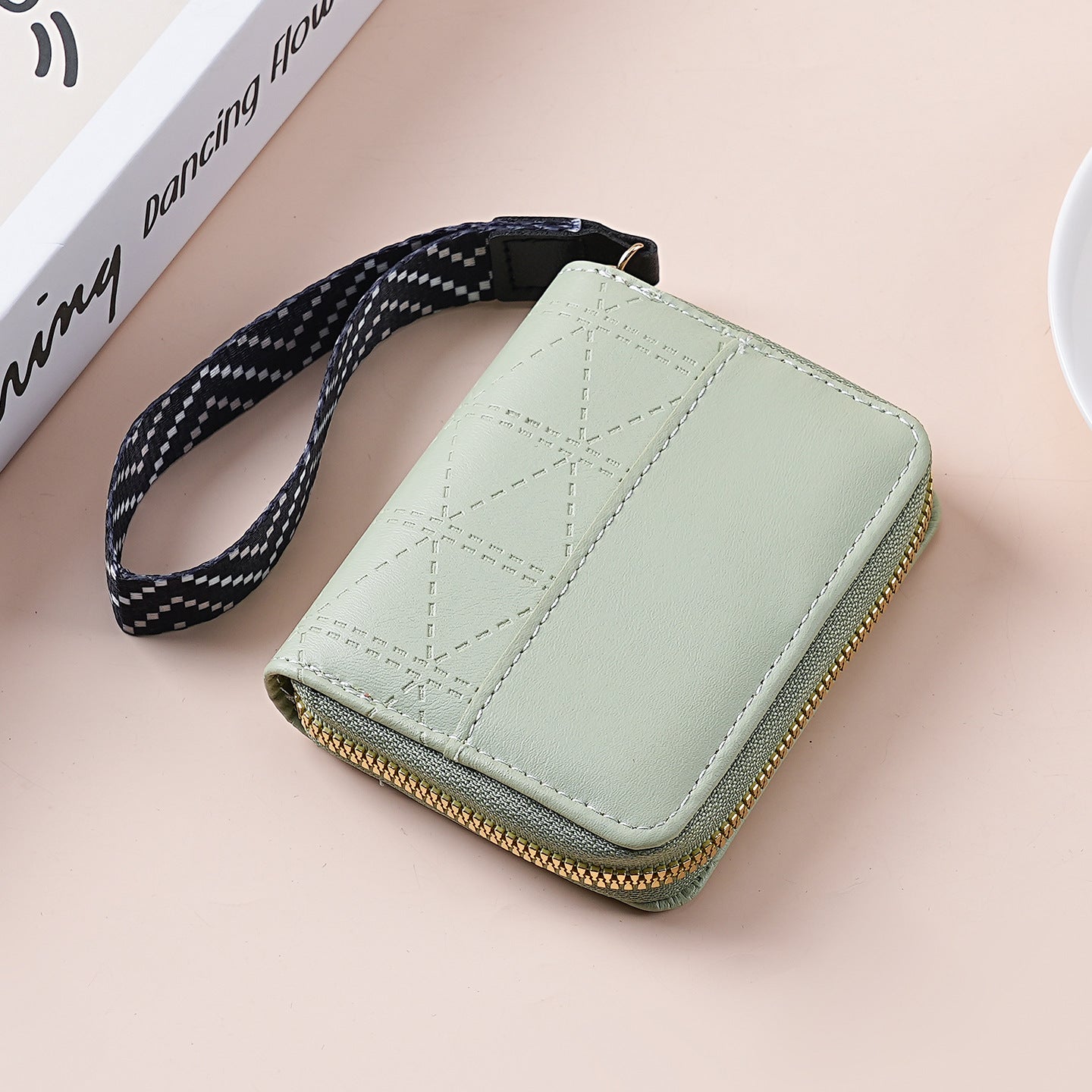 Wholesale Color Blocking PU Zip Wallet Stylish Card Case Coin Purse Unisex Gift Boutique Resale