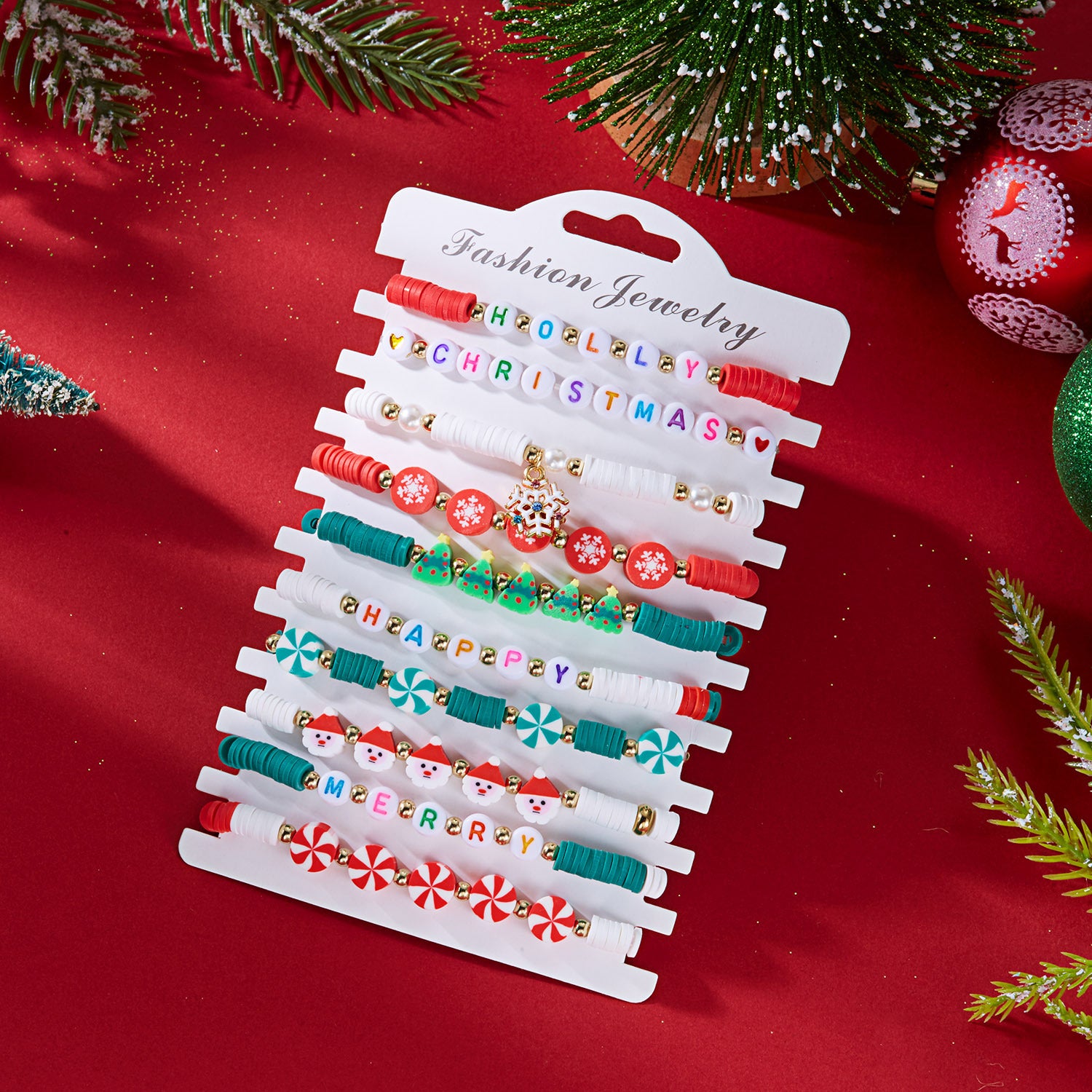 Wholesale Christmas Multi-layer Soft Ceramic Elk Bracelet Set