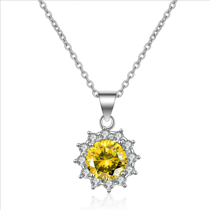 Wholesale sunflower pendant 2 karat light luxury necklace