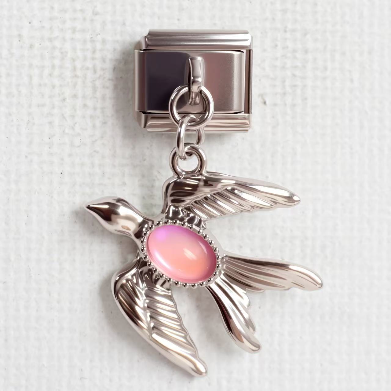 Wholesale 5pcs/pack Makeup &  Accessories Enamel Italian Charms Single Section Creative Stainless Steel Composable Bracelet