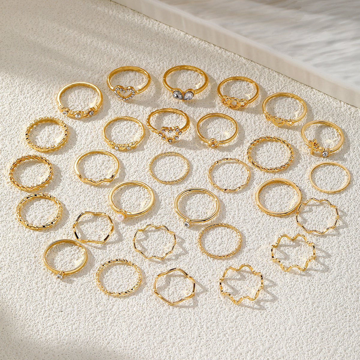 Wholesale 30pcs/set geometric Gothic wind finger ring female personality irregular ring suit