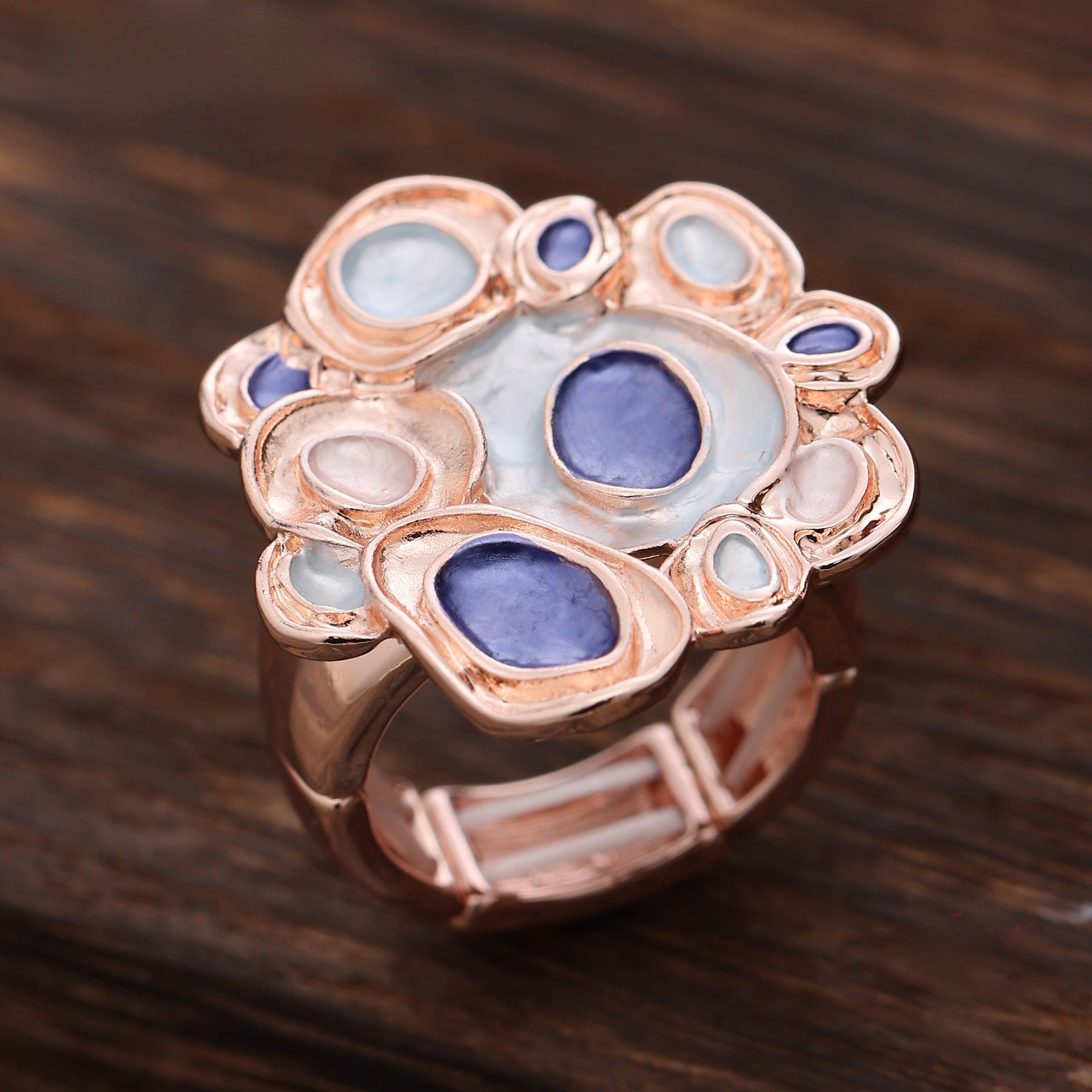 Wholesale Colorful Oil Painting Geometric Board Spring Ring