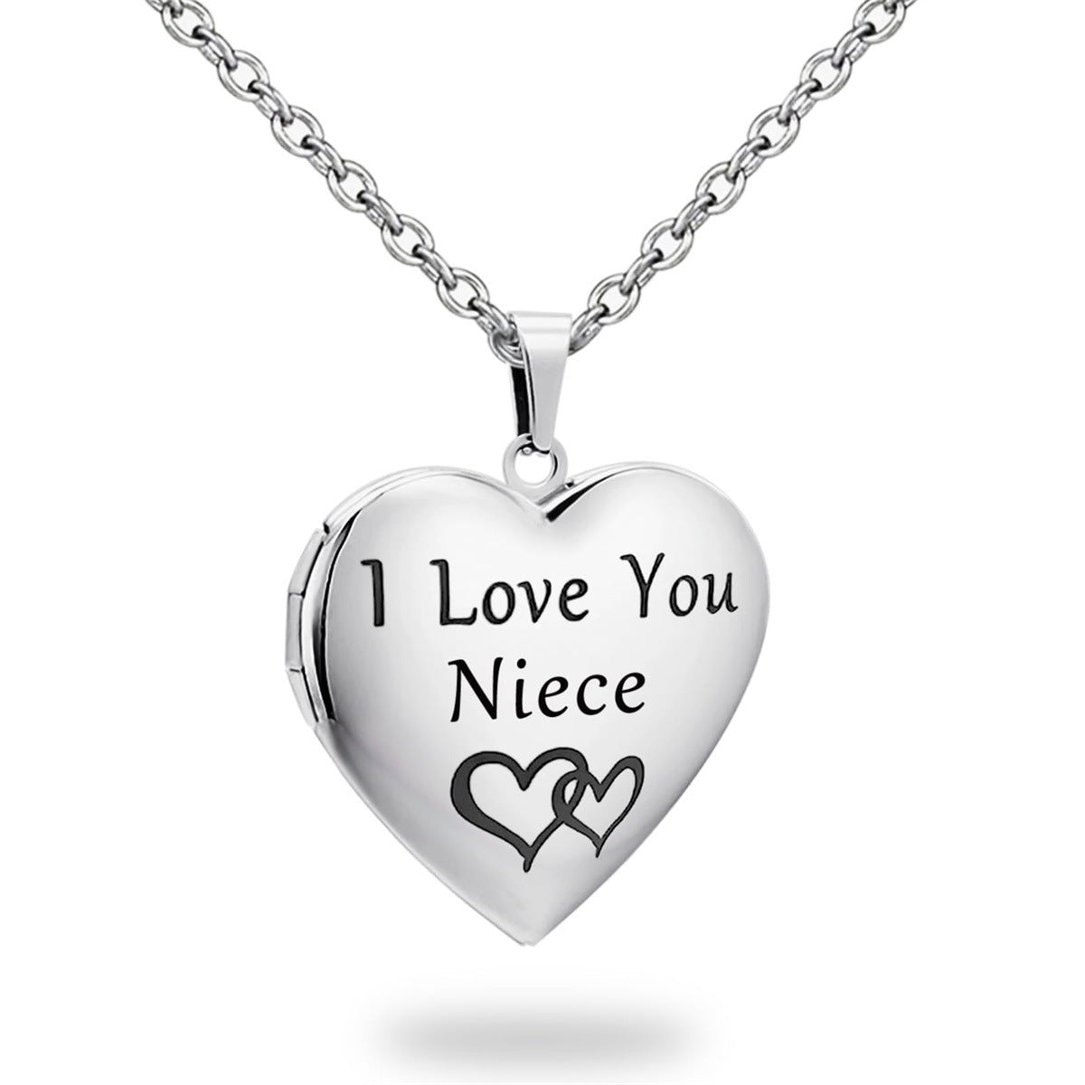 Collana apribile all'ingrosso in acciaio inossidabile con scatola per foto d'amore in argento