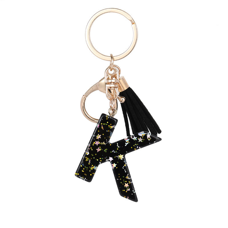 Wholesale  black resin keychain 26 English letter pendant keychain