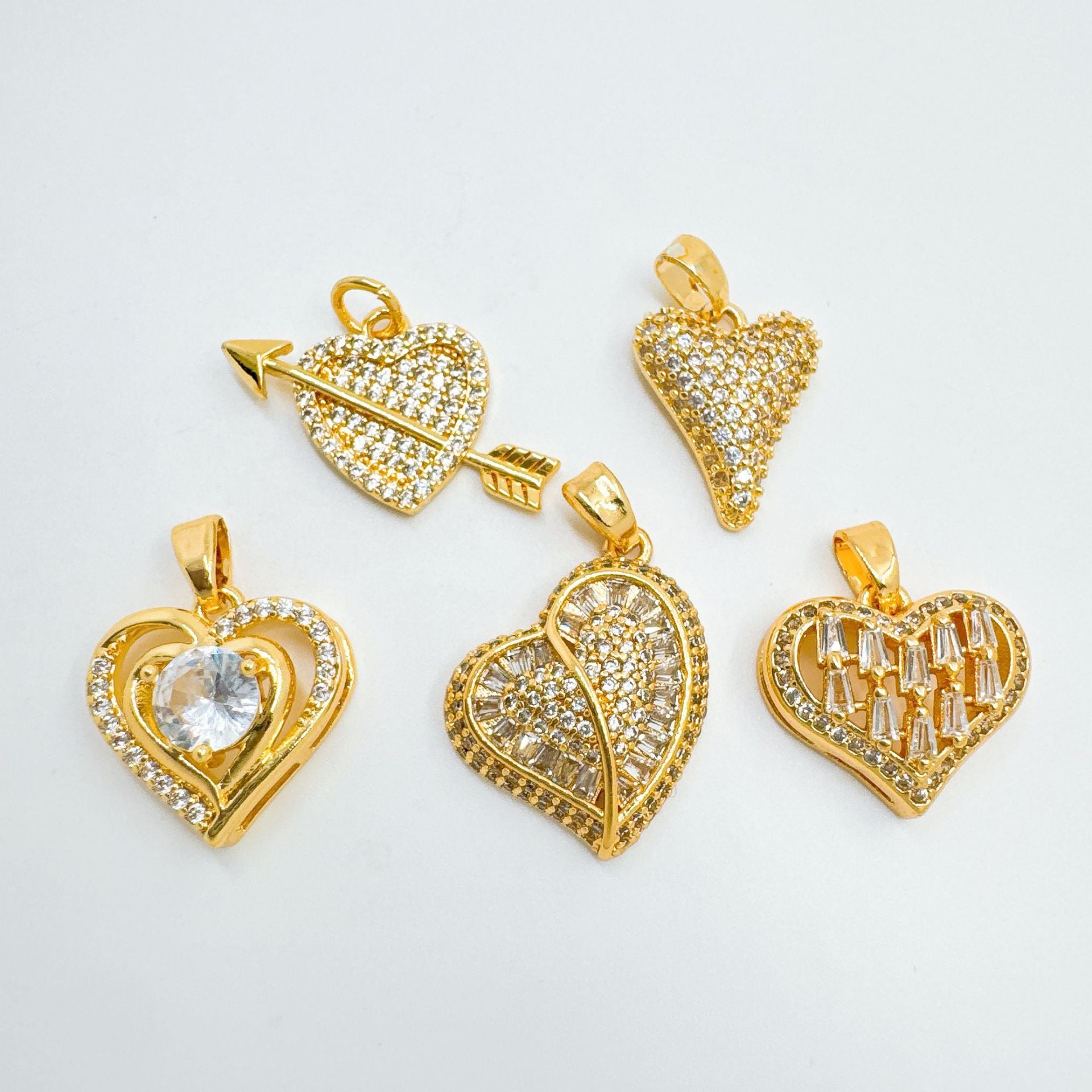 Wholesale Sweet Love Micro-Inlaid Zircon Pendant Necklace,  Gold Plated Copper,  Fashion Accessory