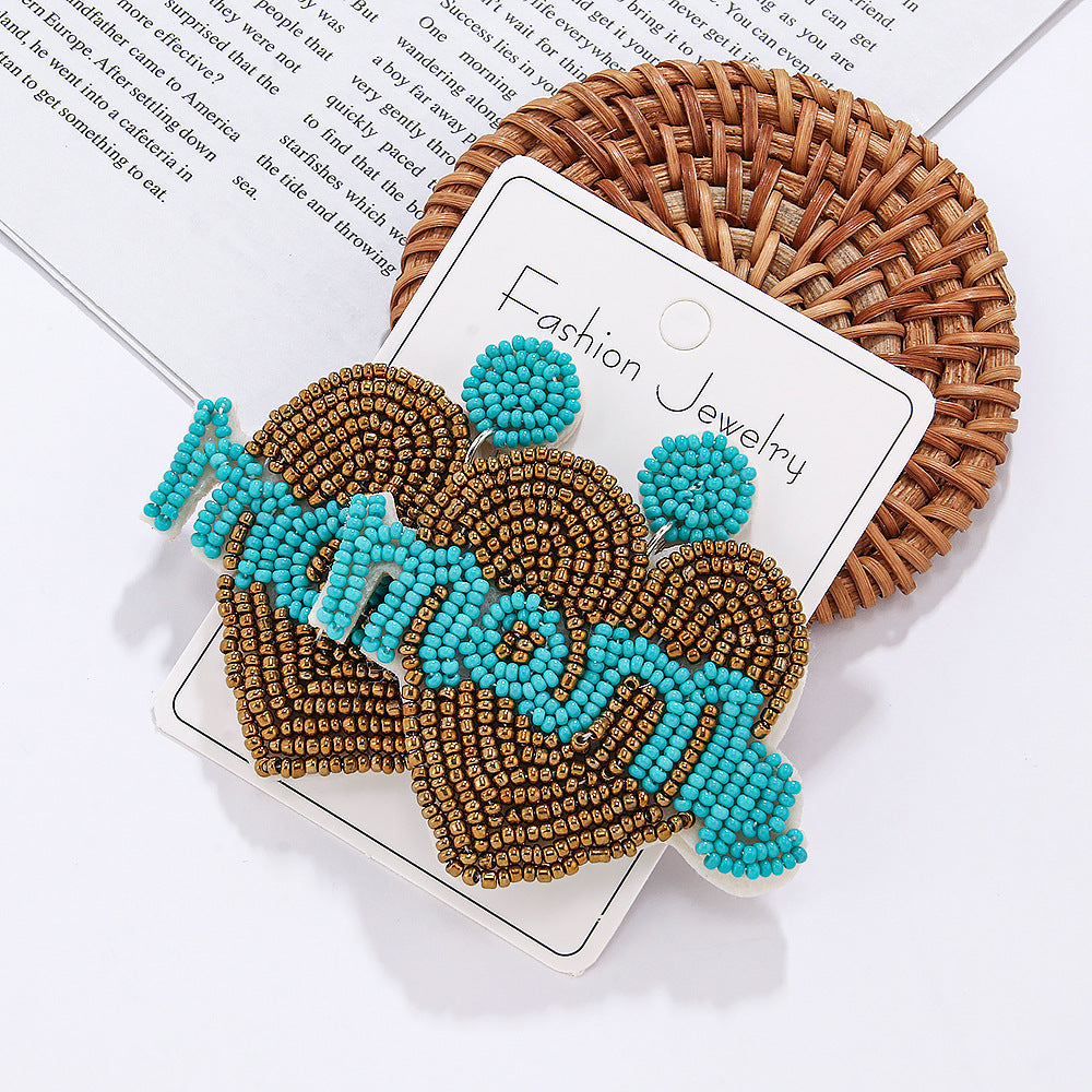 Wholesale  Alphabet Earrings Mother's Day Earrings Handmade Braided Personality Elegant Bohemian Dove Earrings