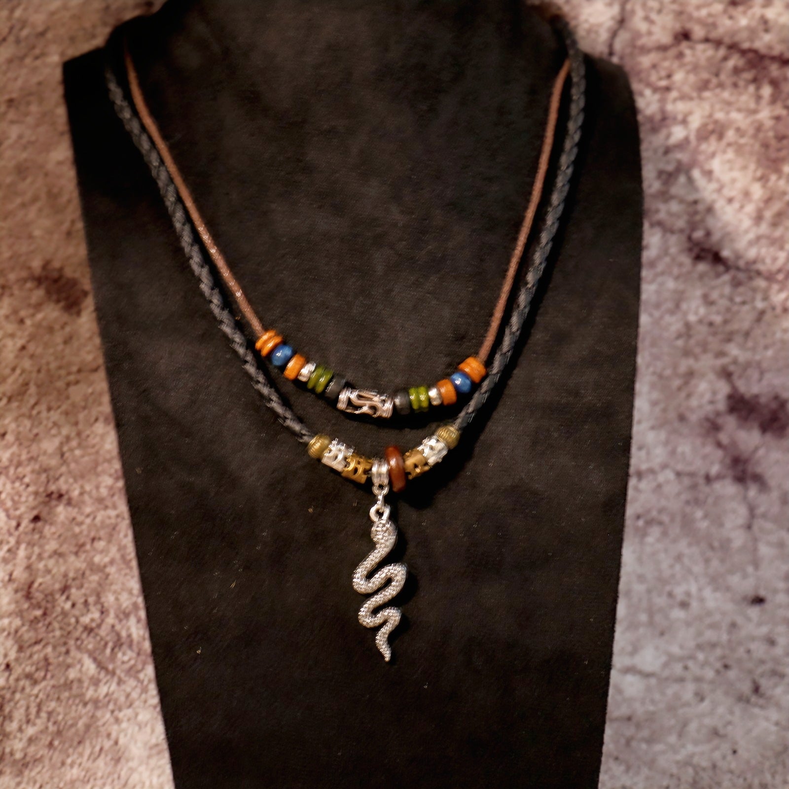 Wholesale Handmade Leather Layered Wood Bead Necklace With Turquoise Pendant Vintage Retro Unisex Fashion Jewelry Gift