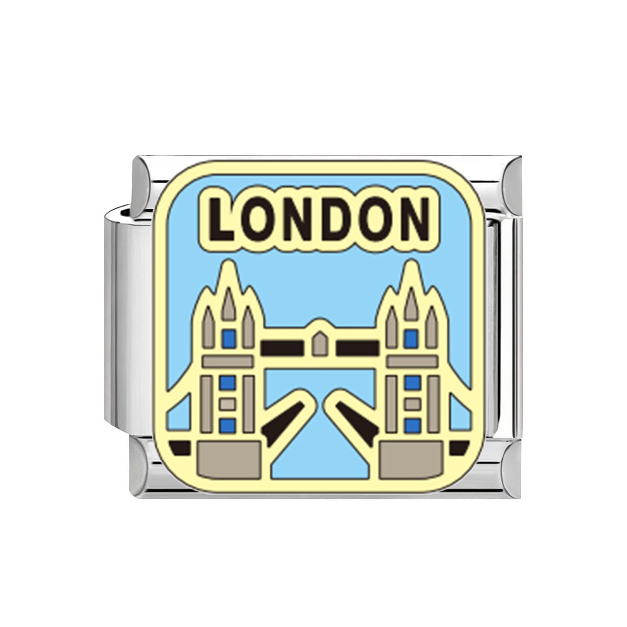 Wholesale Creative DIY Italian-style modular bracelet charm featuring travel landmark designs in stainless steel