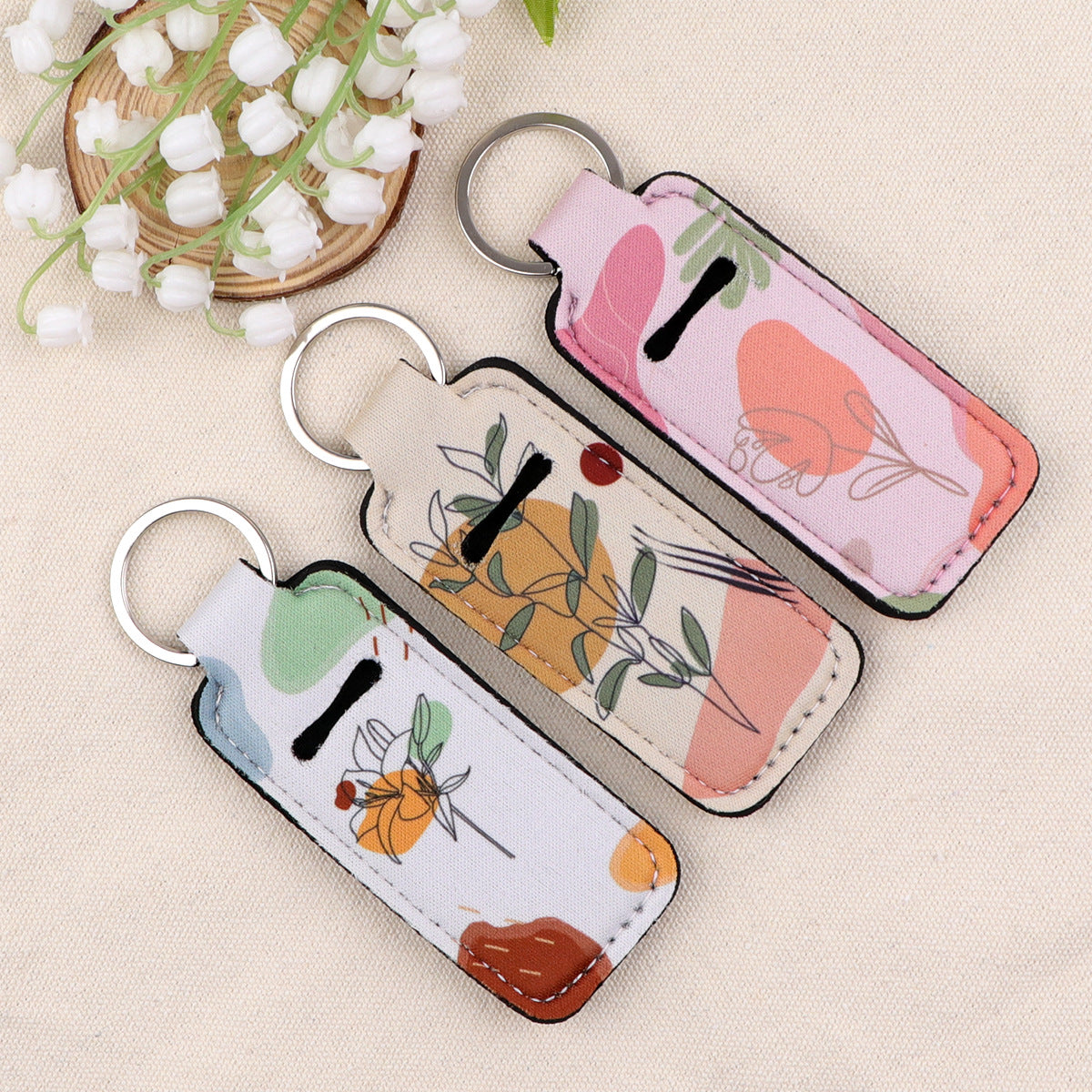 Wholesale 6pcs Plant Pattern Lipstick Set Keychain