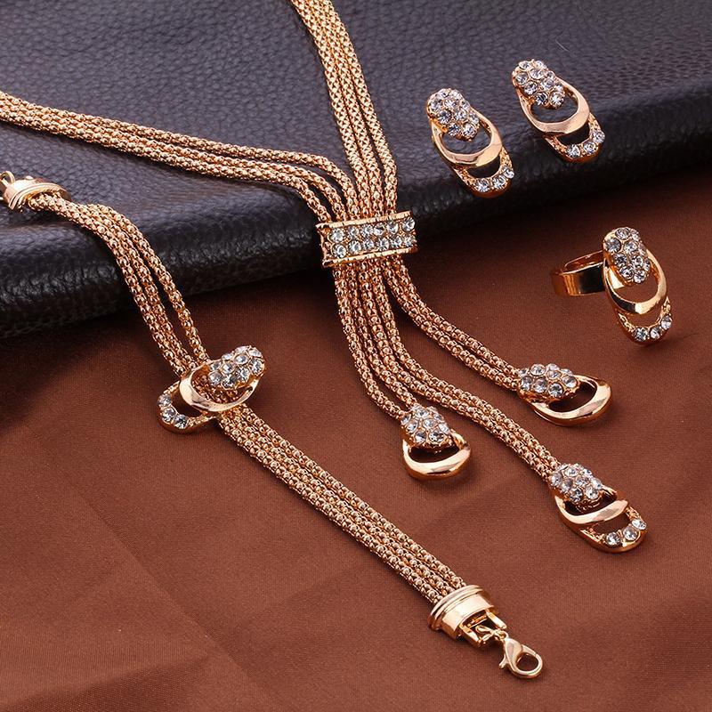 Wholesale  Gold Plated Exaggerated Crystal Jewelry suit
