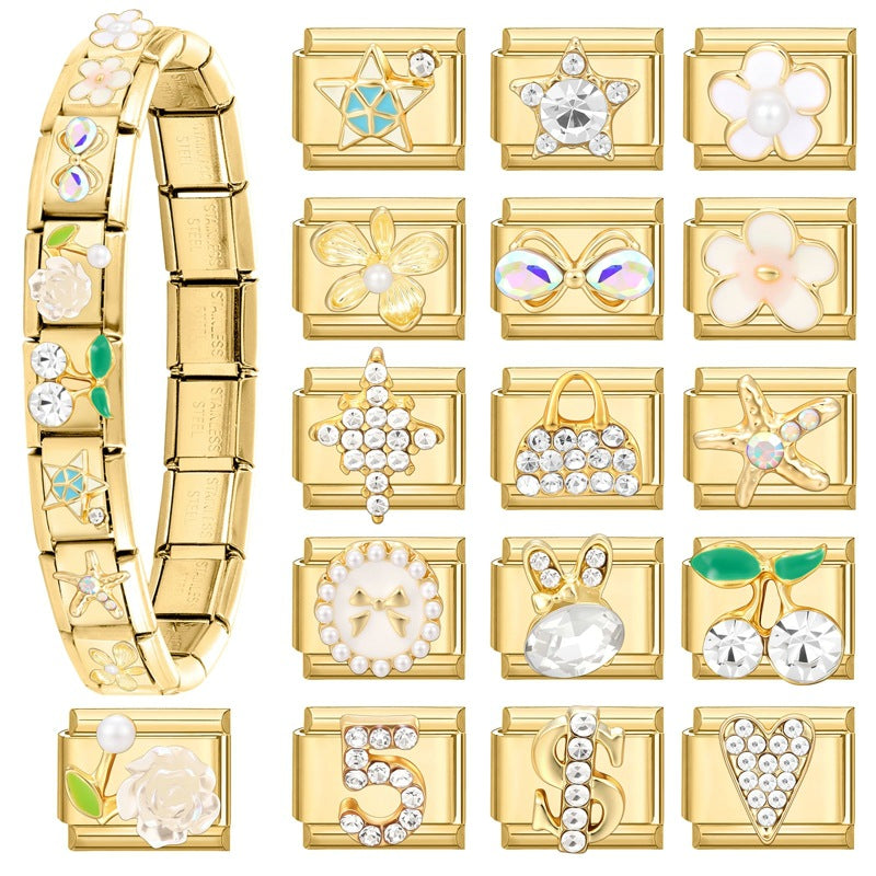 Wholesale Italian Charm Bracelet 9mm DIY Splicing Cute Creative Stainless Steel Composable Bracelet