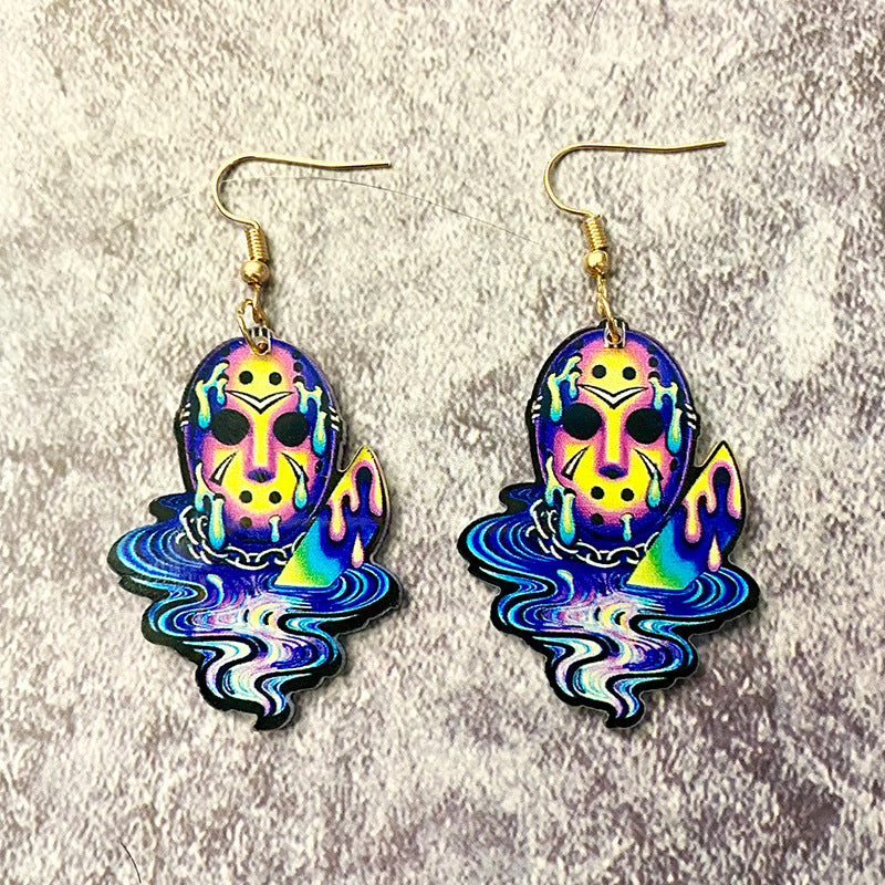 Wholesale Halloween Acrylic Earrings Tie Dye Printed Earrings ACC-ES-XinChuan036