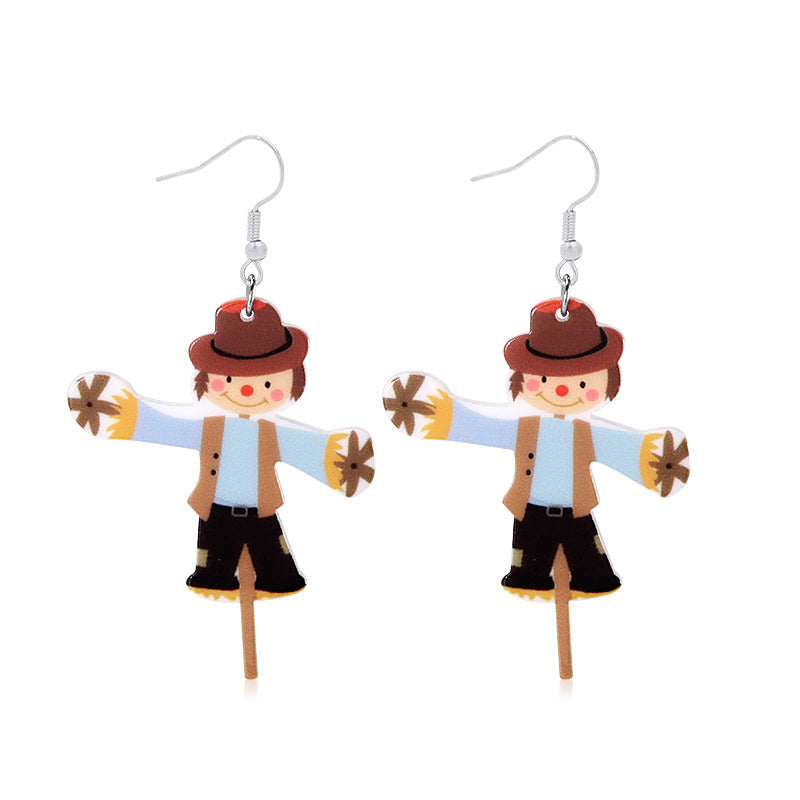 Wholesale Thanksgiving Scarecrow Turkey Legs Maple Leaf Acrylic Earrings ACC-ES-BinLi006