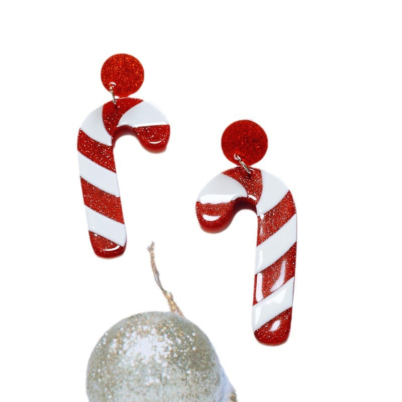 Wholesale Christmas Earrings Fashion Christmas Tree Christmas Hat Christmas Crutch Earrings Niche Geometric Sweet Christmas