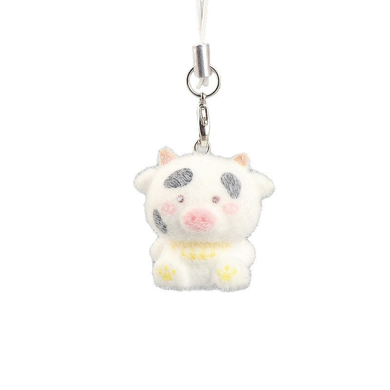 Wholesale Able flocked cow keychain