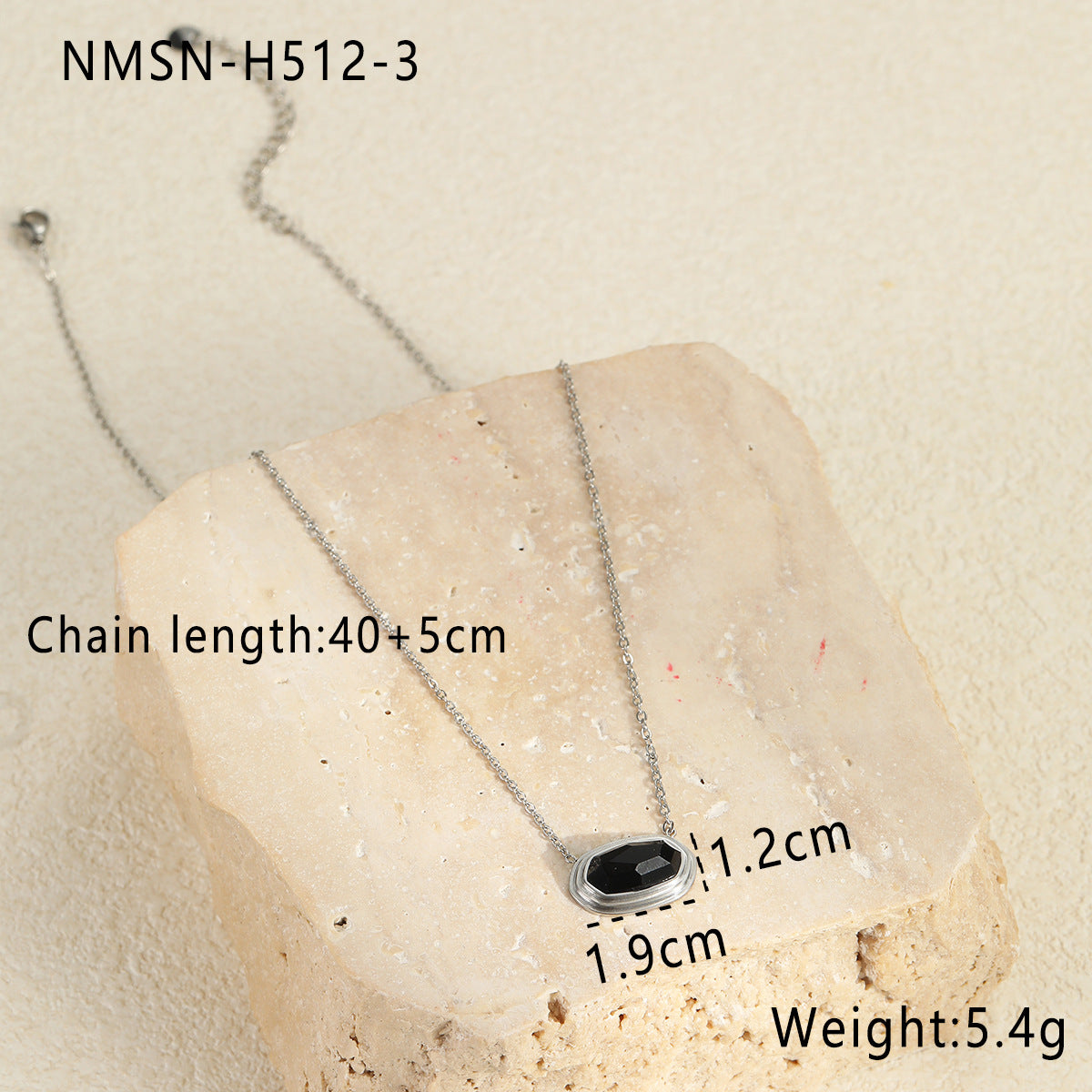 Wholesale  geometric black agate inlaid necklace pendant stainless steel 18K gold plated clavicle chain