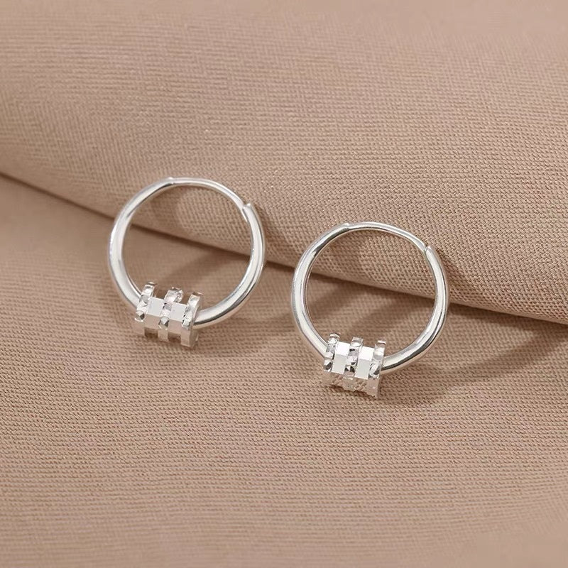 Wholesale S999 Sterling Silver Small Waist Ear Buckle Removable Two-Wear Simple Cylindrical Earrings