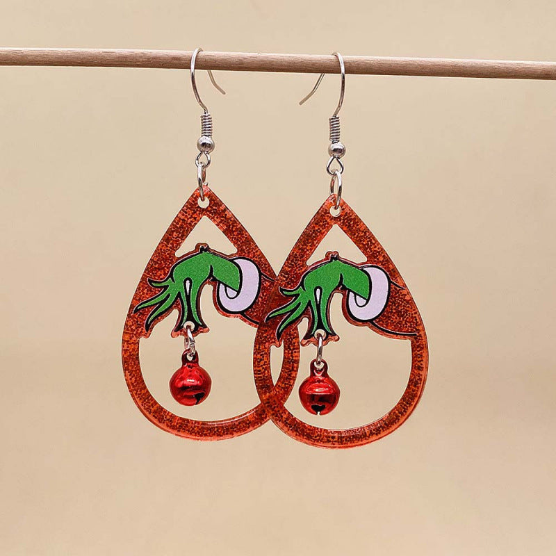 Wholesale Christmas  Santa bell acrylic earrings