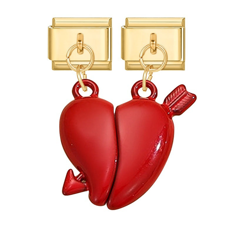 Wholesale Italian Charm Bracelet 9mm DIY Splicing Double Charm DIY Ring Stainless Steel Composable Bracelet