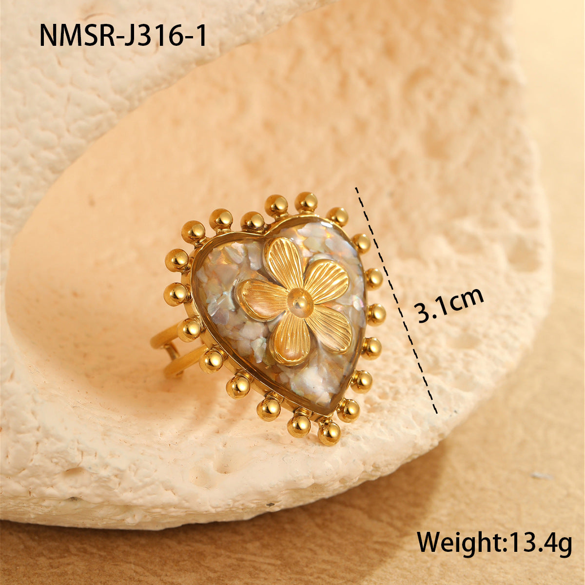 Wholesale  Oil-Dropping Stainless Steel Heart Ring