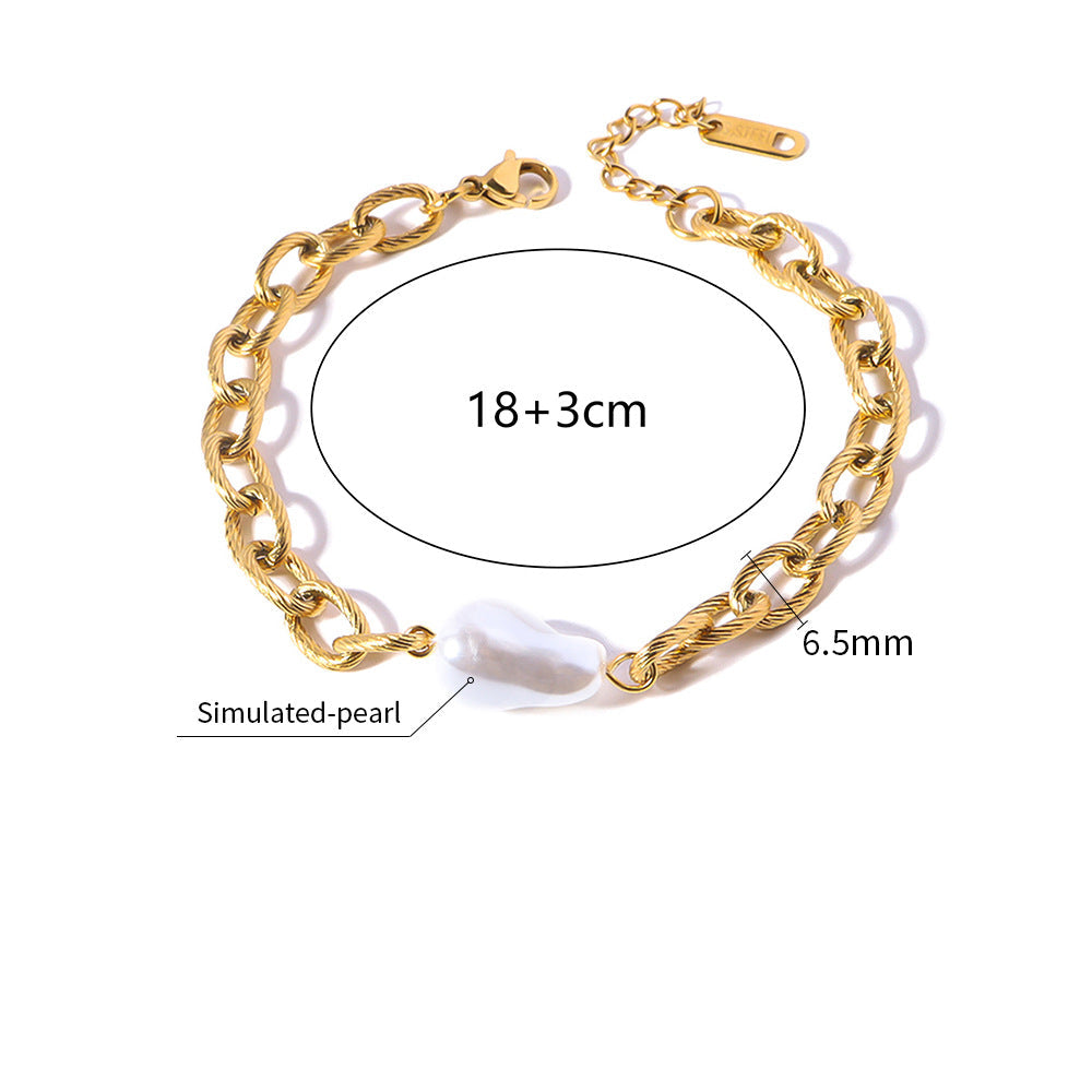 Wholesale  baroque pearl bracelet  stainless steel jewelry
